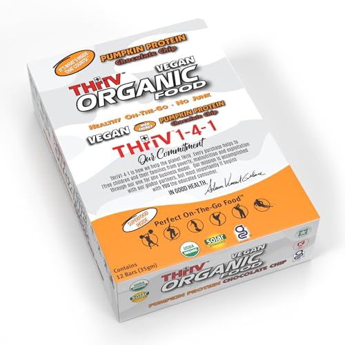 THriV Organic Food Bar - Protein Pumpkin Chocolate Chip (Pack of 12, 1.23 oz)