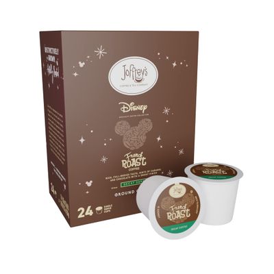 Joffrey&#39;s Coffee - Disney French Roast Blend, Artisan Dark Roast, Arabica Coffee Beans, Full-Bodied Blend, Hints of Caramel &amp; Chocolate, Keurig 2.0 Compatible (Decaffeinated, Single Serve, 24 Count)