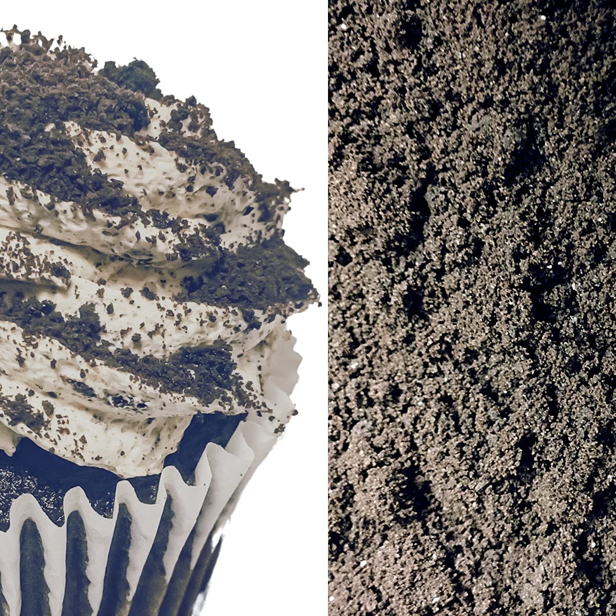 Edible Brown Chocolate Dirt Muddy Sand Crumbed Earth Themed Powder for Construction Halloween Spooky themed Cake &amp; Cupcake Decoration