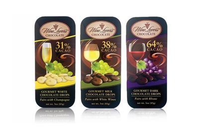 Set of 3 Wine Lover's Chocolate Red Wine, White Wine, and Champagne Pairing Collection 3oz Tins