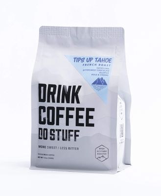 DRINK COFFEE DO STUFF, Tips Up Tahoe, Blend, Whole Bean, French Roast, Sweet, Chocolate, Caffeine, Organic, Lake Tahoe Coffee