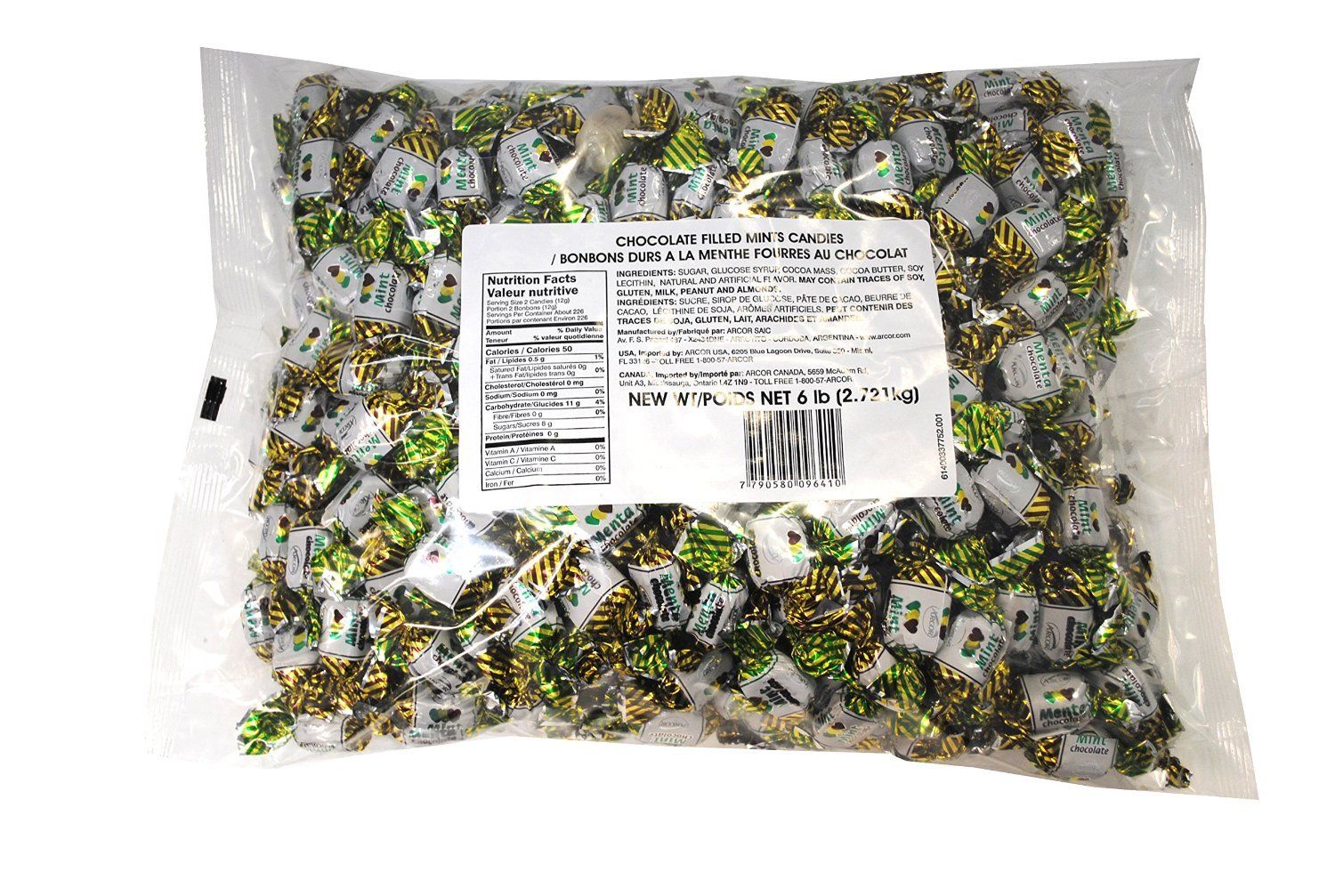 Arcor Chocolate Filled Mints Candies 6 Lb Bag - RoyalCandy