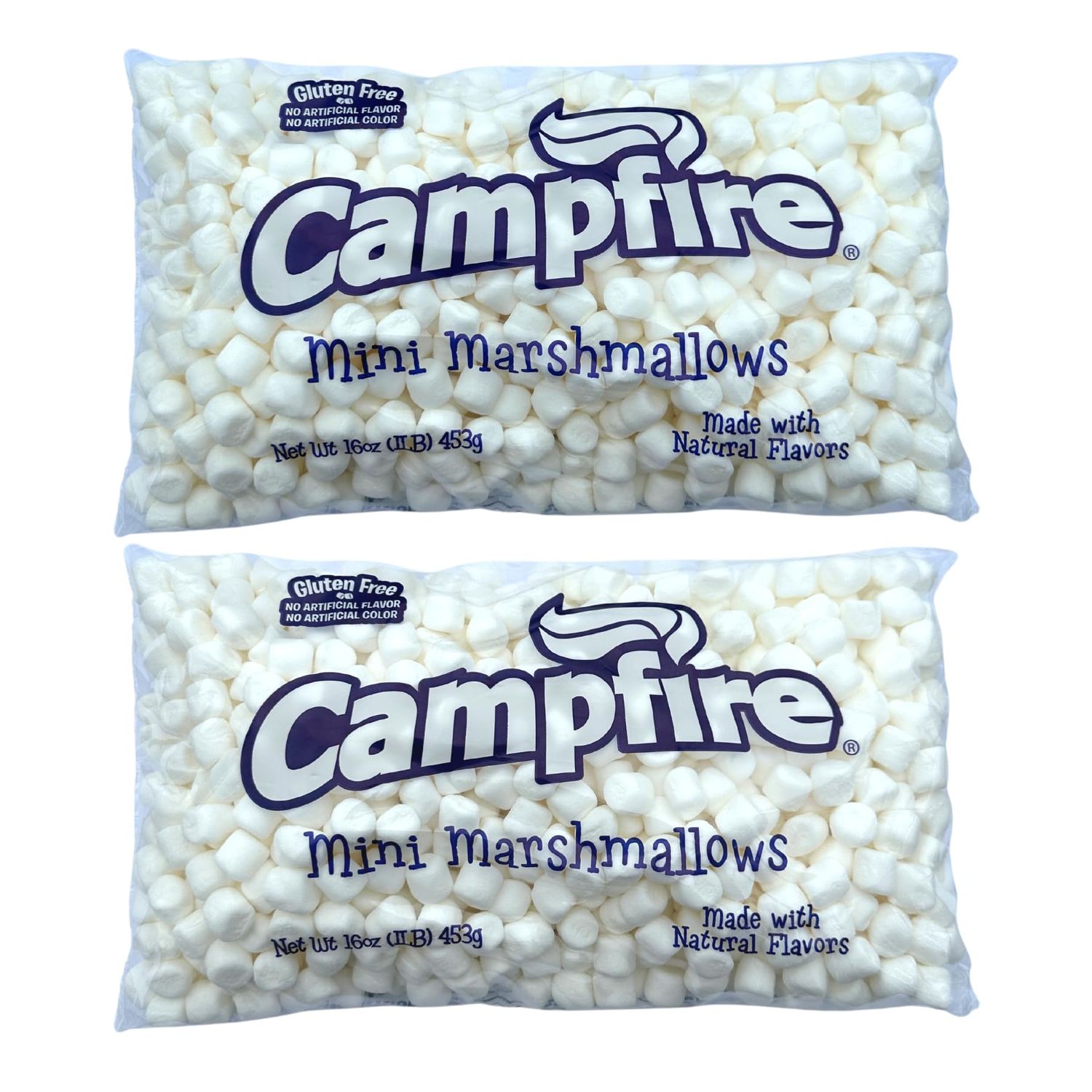 2 Pounds of Campfire Mini White Marshmallows - Made with Natural Vanilla, No Artificial Flavors - Great for Hot Chocolate, Baking, Rice Crispy Treats