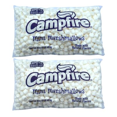 2 Pounds of Campfire Mini White Marshmallows - Made with Natural Vanilla, No Artificial Flavors - Great for Hot Chocolate, Baking, Rice Crispy Treats