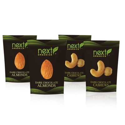 Next Organics Dark Chocolate Nuts Variety Pack (4 oz Almond, Cashew) (Pack of 4)