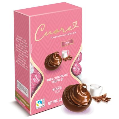 Witor&#39;s Chocolates, Cuore Chocolate Truffles with Creamy Filling, Italian Truffles, Made in Italy, Perfect for Gifting (5.11 oz, Milk Chocolate)