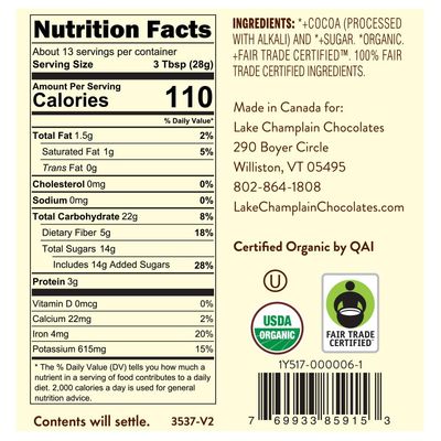 Lake Champlain Organic Dark Hot Chocolate, 13 Servings, 13 Ounces