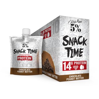 Rich Piana 5% Nutrition Snack Time | Squeezable Protein Shots | High Protein Snack Pouches | Convenient, Real Food Protein from Peanuts &amp; Egg Whites | 10-Count (Chocolate Peanut Butter)