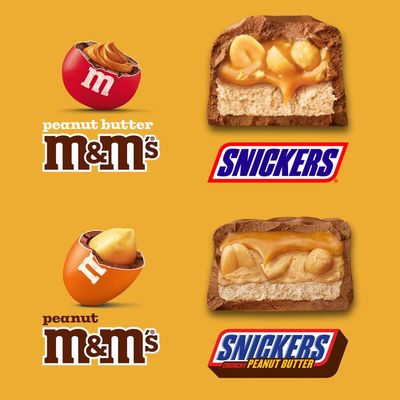 M&M'S Peanut, M&M'S Peanut Butter, SNICKERS and SNICKERS Crunchy Peanut Butter Fun Size Individually Wrapped Peanut Lovers Christmas Candy Stocking Stuffers, 22.66 Oz Bulk Bag