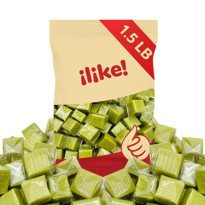 Green Apple Caramel Cubes Candy, 1.5-Pound Pack, Individually Wrapped