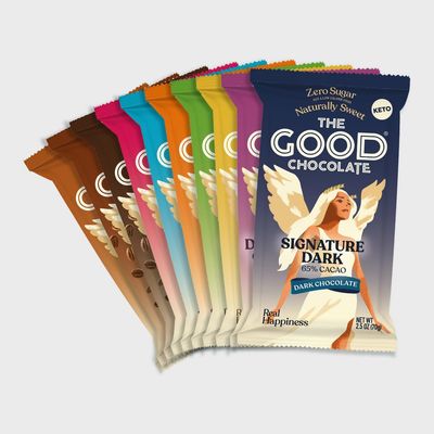 The Good Chocolate - Keto Chocolate Variety Pack, Zero Sugar, Lower Net Carb Snack, Lower Calorie Chocolate Candy Variety Pack, 6 Flavors, 12 Bar Value Pack