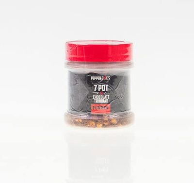 Pepper Joes Chocolate Trinidad Scorpion X 7 Pot Douglah Pepper Flakes - Super Hot Chili Pepper Flakes - 1/2oz Shaker Jar - Pure Crushed Hot Pepper Flakes for Spicy Cooking