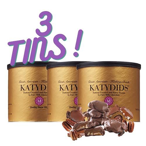 Katydids Candy (3 tins) : Kathryn Biech Original Milk Chocolate Caramel Pecan Clusters. The Turtles in the Famous Gold Tin - Pack of 3, 8 ounces