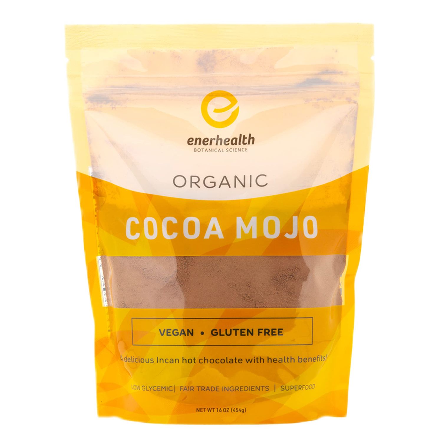Enerhealth Botanicals Cocoa Mojo - Certified Organic Hot Chocolate Peruvian Cocoa Mix, Sweetened with Low Glycemic Coconut Palm Sugar and Infused with 6 Mushroom Extracts to Boost Immunity - 16 oz