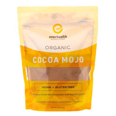 Enerhealth Botanicals Cocoa Mojo - Certified Organic Hot Chocolate Peruvian Cocoa Mix, Sweetened with Low Glycemic Coconut Palm Sugar and Infused with 6 Mushroom Extracts to Boost Immunity - 16 oz