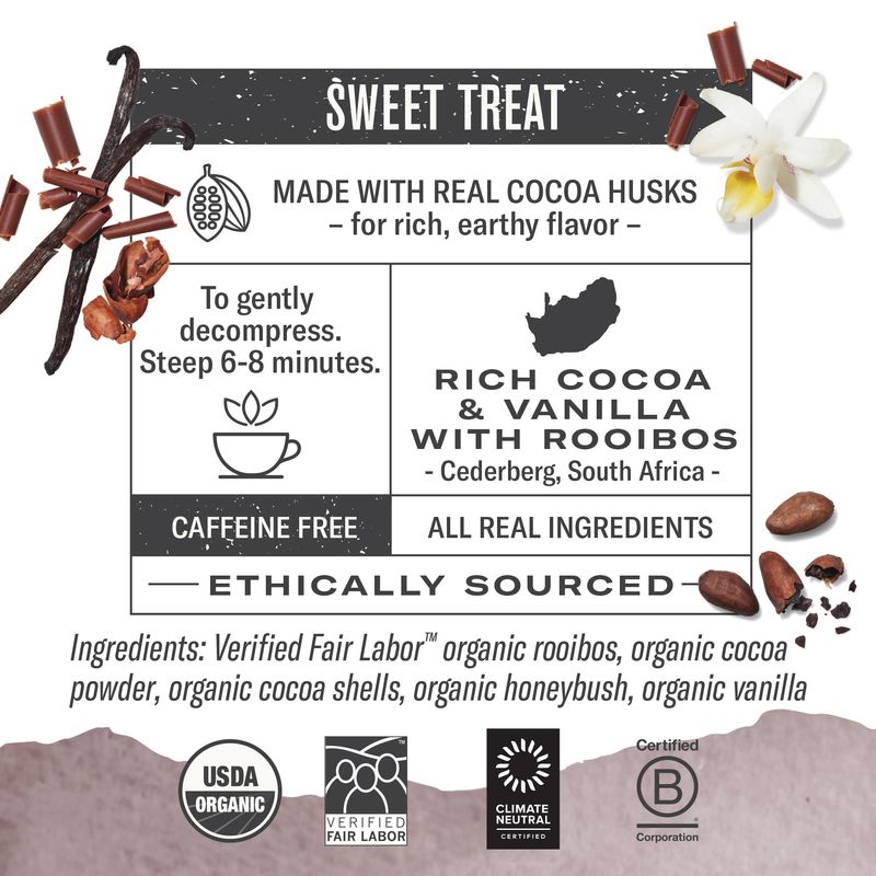 Numi Organic Chocolate Rooibos Tea, 16 Tea Bags (Pack of 3), Red Tea with Cocoa, Honeybush &amp; Vanilla (Packaging May Vary)