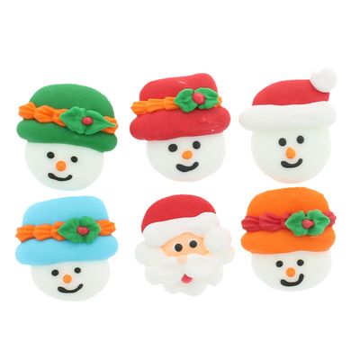 Christmas and Holiday Edible Kosher Royal Icing Decorations 36 Count for Christmas Cupcake Decorations, Cake Toppers, Cookies and Chocolates by Global Sugar Art (Santa &amp; Snowmen)