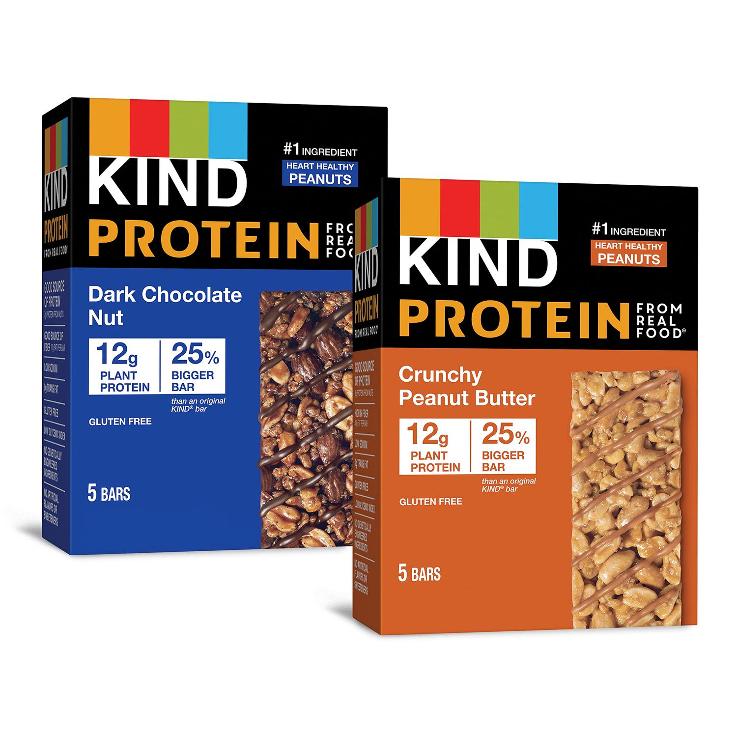 KIND Protein Bars, Variety Pack, Dark Chocolate Nut, Crunchy Peanut Butter, Healthy Snacks, 10 count