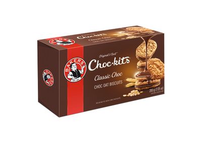 Bakers Choc Kits Original | 200g/7oz | Chocolate | Oat Cookie | Halal | Kosher Certified | 4 Pack |