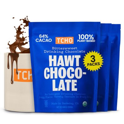 TCHO Hawt Chocolate Drinking Chocolate (3 Pack) | 100% Plant Based, Vegan Friendly, Kosher, Non-GMO, Non-Dairy, No Artificial Sweeteners, Fair Trade Certified | 8.8oz each