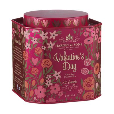Harney &amp; Sons Valentine&#39;s Day Tea, Black tea w/Chocolate and Rosebuds, Red, 30 Count