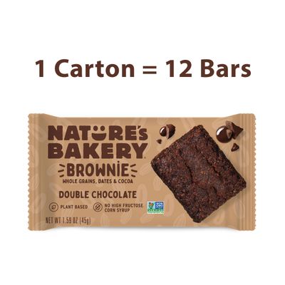 Natures Bakery Double Chocolate Brownie Bars, Whole Grains, Dates, and Cocoa, Plant Based, Dairy-Free, Snack Bar, 1 box with 12 Twin Packs (12 Twin Packs)