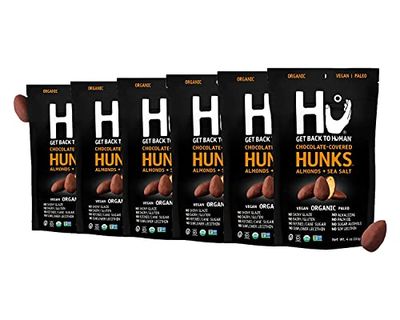 Hu Keto Friendly Vegan Hunks |Chocolate Covered Almonds With Sea Salt | 6 Pack | Non-GMO, Gluten Free, Paleo, Organic Dark Chocolate