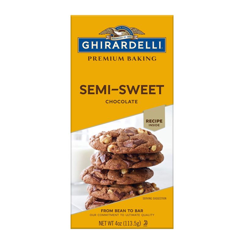 Ghirardelli Premium Baking Bar, Semi-Sweet Chocolate, 4 Ounce (Pack of 12)
