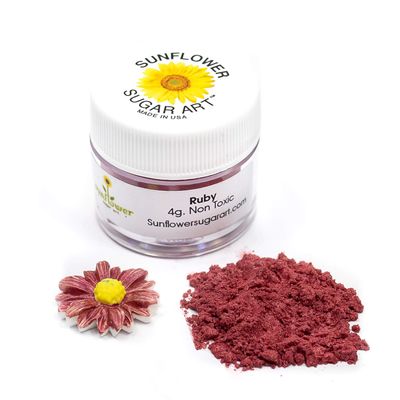 Ruby Red Edible Luster Dust | 6 Grams Food Grade Cake Dust Shimmer Powdered, Edible Metallic Powder Food Coloring for Cake Decorating, Chocolates, Fondant, Drinks, Painting, Vegan