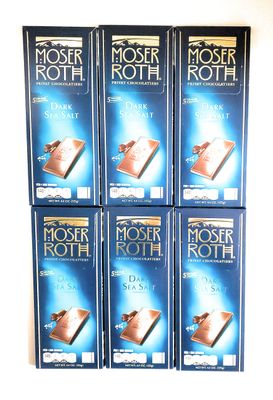 Moser Roth Dark Chocolate/Sea Salt Chocolate Bars, (6) Pack, Germany