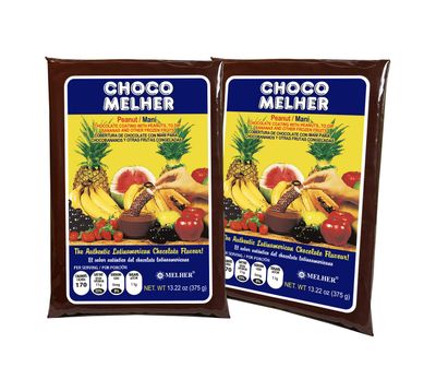 CHOCOMELHER Peanuts - 2 Pack - Milk Chocolate With Peanuts for Chocobananos - Cobertura de Chocolate - Best to Cover Frozen Bananas - Traditional Snack - 2 of 13.22 oz Bags.