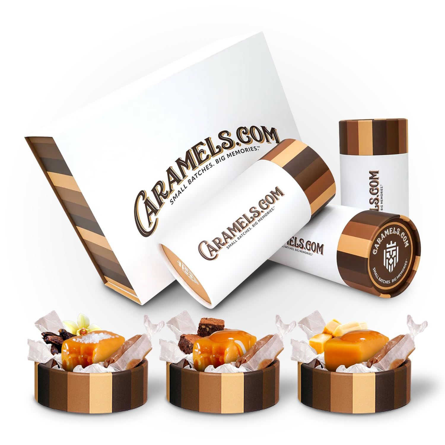 Caramels.com Caramel Cream Candy Gift Set - Butterscotch, Chocolate Brownie, Sea Salt Vanilla (Pack of 3)