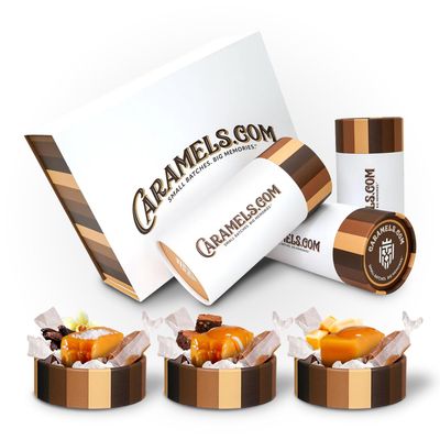 Caramels.com Caramel Cream Candy Gift Set - Butterscotch, Chocolate Brownie, Sea Salt Vanilla (Pack of 3)