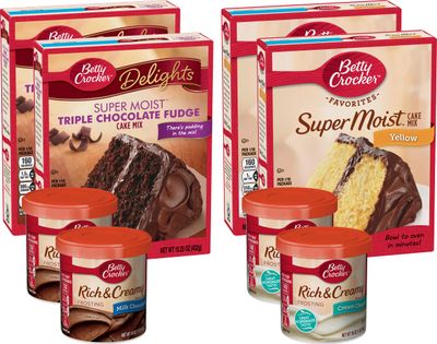 Betty Crocker Milk Chocolate Yellow Cake Mix and Cream Cheese Frosting, Variety Pack, 2 Count, Pack of 8