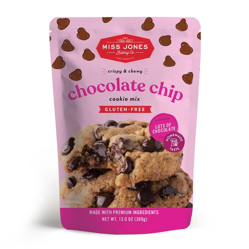 Miss Jones Baking Gluten-Free Chocolate Chip Cookie Mix - More Chocolate Chips, 50% Lower Sugar, Naturally Sweetened Desserts &amp; Treats, 13 Ounce (Pack of 1)