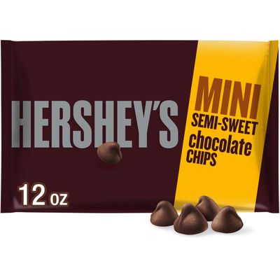 HERSHEY'S Mini Semi Sweet Chocolate Baking Chips Bags, 12 oz (12 Count)