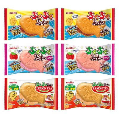 Pukupuku-Tai (Air in Chocolate Monaka) Assortment 0.6oz 3Types x 2pcs Japanese Aerated chocolate Ninjapo