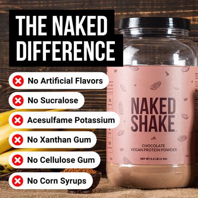 Naked Shake - Chocolate Protein Powder - Plant Based Protein Shake with Mct Oil, Gluten-Free, Soy-Free, No Gmos Or Artificial Sweeteners - 30 Servings