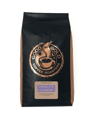 Chocolate Raspberry Coffee Beans, Flavored Coffee, Whole Bean, 5 Pound Bag - Good As Gold Coffee Roasters