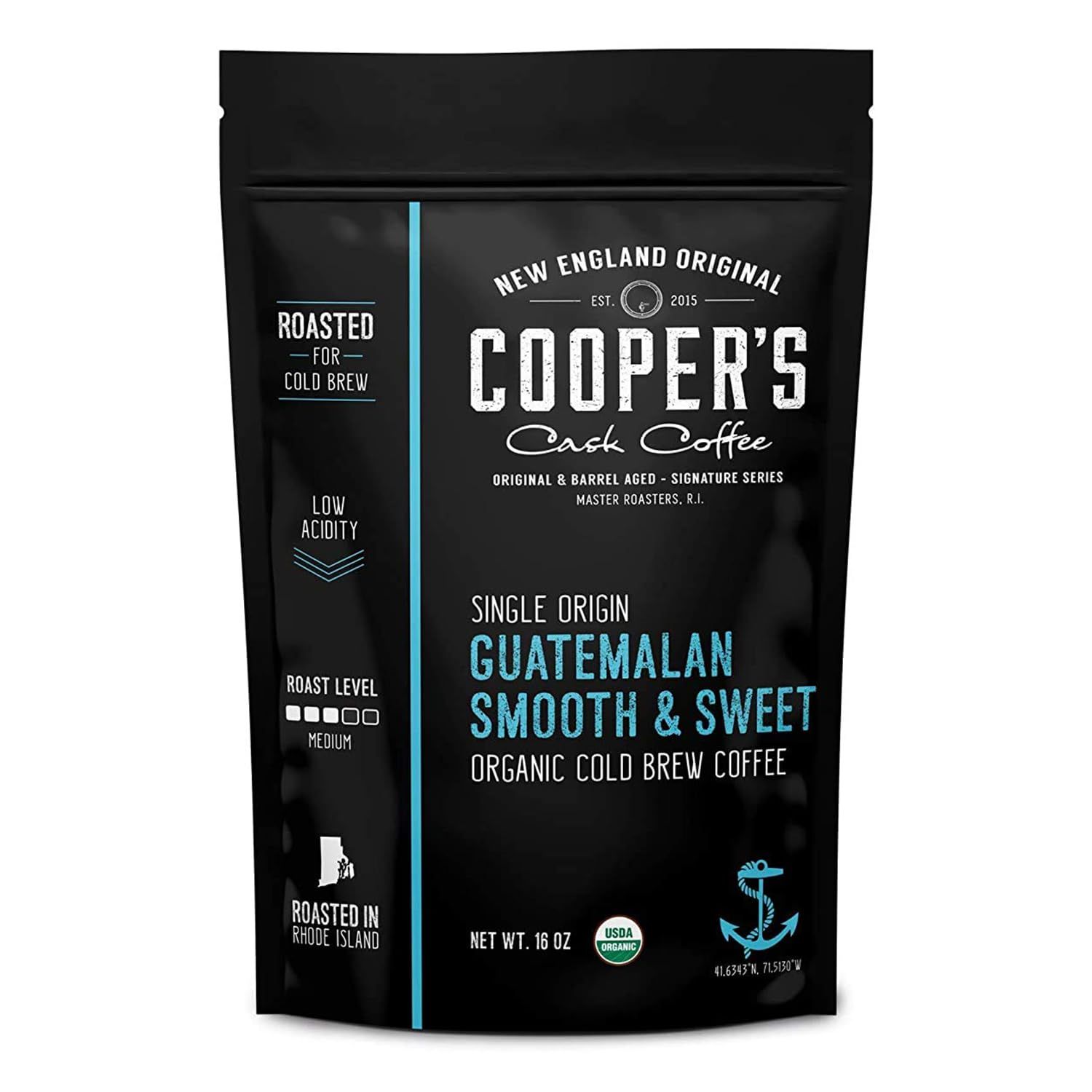 Guatemala Organic Cold Brew Coffee, Single Origin, Gourmet Beans, Tasting Notes of Milk Chocolate, Creamy Caramel &amp; A Hint of Orange, Medium Roast Coarse Ground Beans, 16 oz Coffee Bag