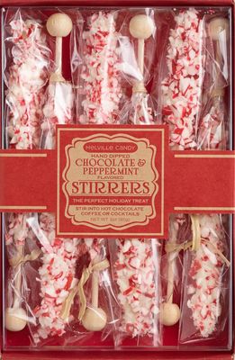 Melville Candy Mini Marshmallow Chocolate Spoons &amp; Peppermint Stirrers Gift Set (White Chocolate Peppermint Stirrers 6ct)
