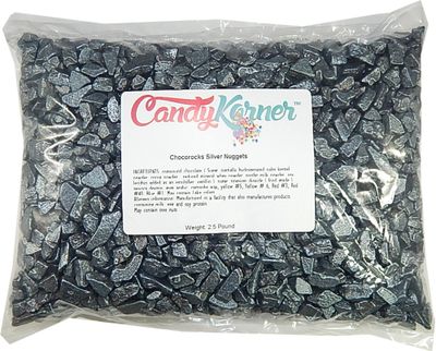 Chocorocks Silver Nuggets- Candy Coated Chocolate Shaped Silver Nuggets - 1 Pound (16 OZ)