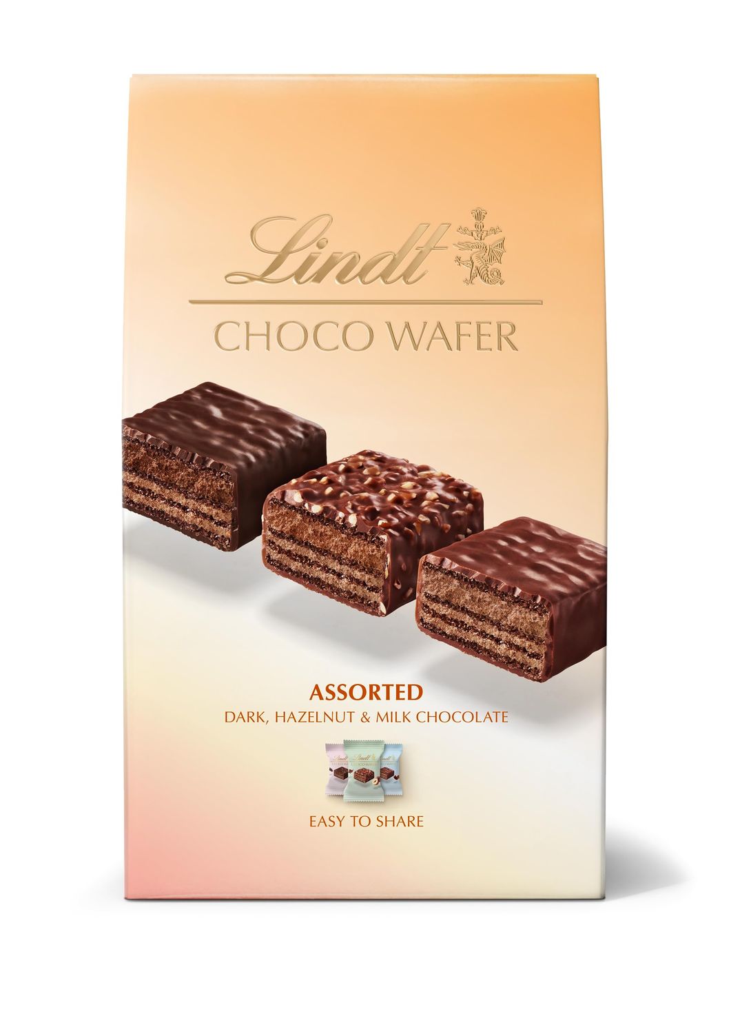Lindt Choco Wafer Assorted Sharing Box 138g - Milk, Dark, and Hazelnut Chocolate