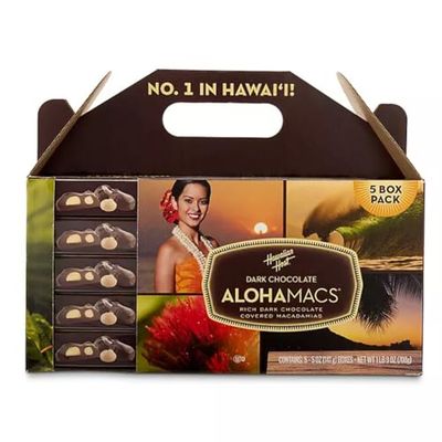 Dark Chocolate Covered Macadamia Nuts by Hawaiian Host (6 Box Tote),5 ounces