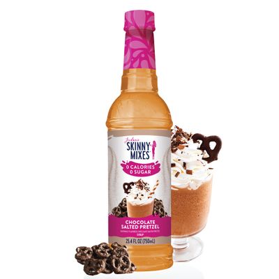 Jordan&#39;s Skinny Syrups Sugar Free Coffee Syrup, Chocolate Covered Pretzel Syrup Flavor, Zero Calorie Flavoring for Latte, Protein Shake, Cocktail &amp; More, Gluten Free, Keto Friendly, 25.4 Fl Oz, 1 Pack