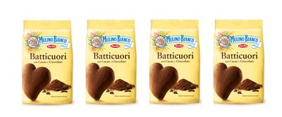 Mulino Bianco: i Batticuori shortbread with chocolate - 12.34 Oz (350g) Pack of 4 [ Italian Import ]