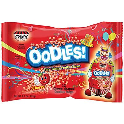 Only Kosher Candy Clown Shaped Oodles Cherry Flavored Tangy Fruity Chewy Candy for Kids and Adults, Kosher Certified, Parve Fresh Candies, 12 Pouch Per Bag (Pack of 3)
