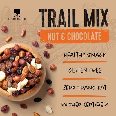 Natural Cravings 24oz Trail Mix Bulk Family Size Bag - Nuts & Chocolate Dried Fruit Mix & Nuts Mix with Peanuts, Dried Cranberries, Raisins, Chocolate Gems - Gourmet Trailmix for School or Office