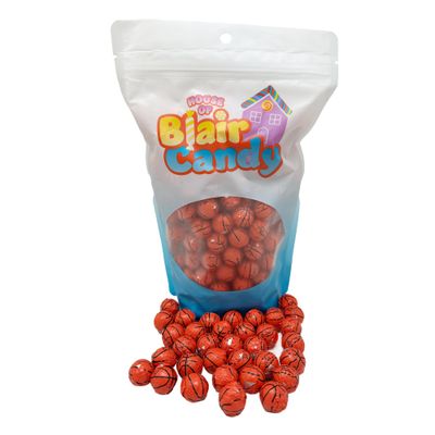 Chocolate Basketballs - 2 LB Resealable Stand Up Bulk Candy Bag (approx. 160 pieces) - Individually Wrapped Mini Chocolate Balls - Basketball Themed Novelty Candy