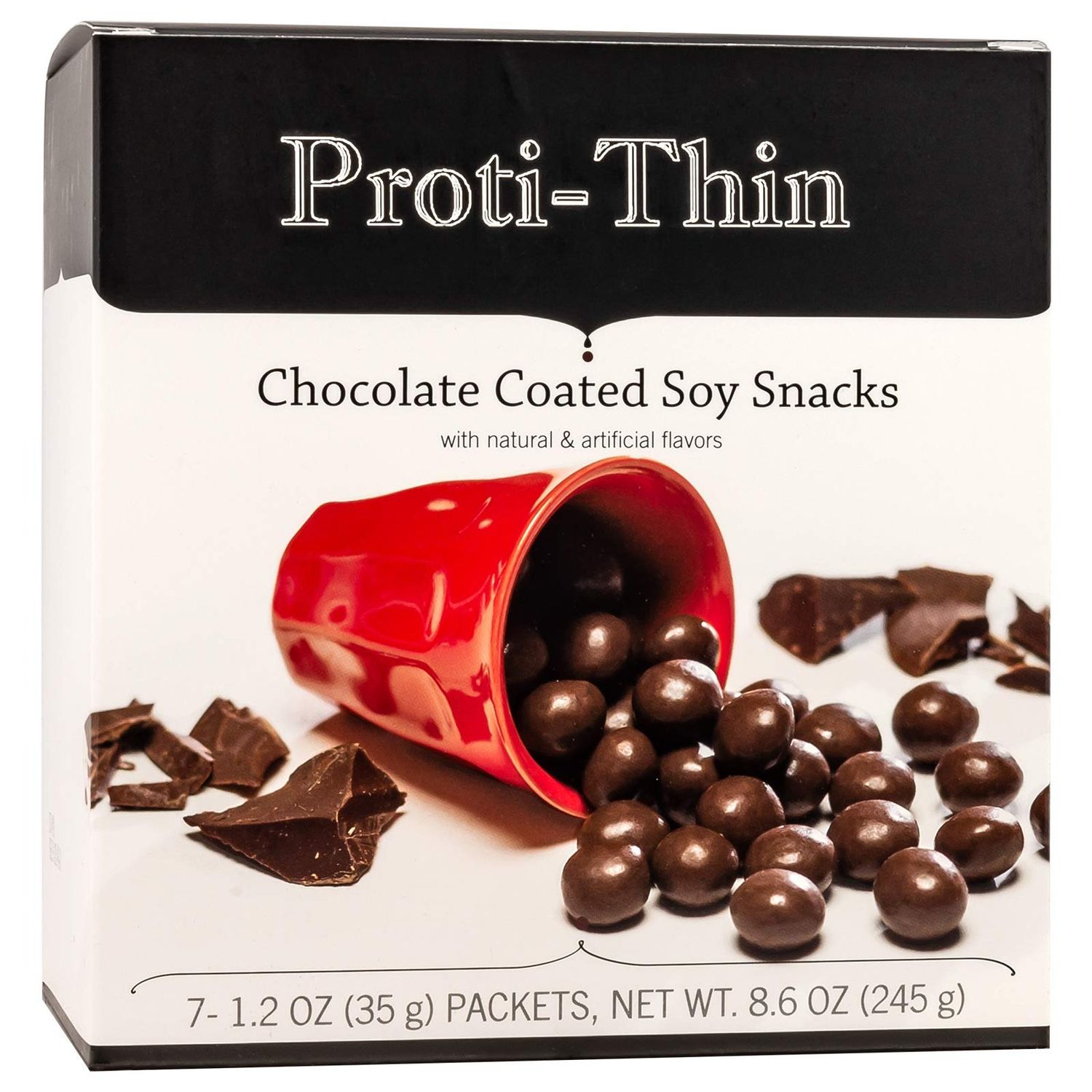 Proti-Thin Chocolate Coated Soy Snacks, 15g Protein, Low Calorie, Low Fat, Low Carb, Diet Protein Puffs, KETO Friendly, Ideal Protein Compatible, 7 Count Box